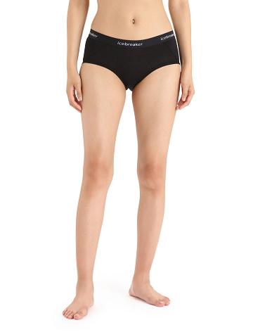 Black Women's Icebreaker Merino Sprite Hot Pants Underwear | USA 1708BEXC